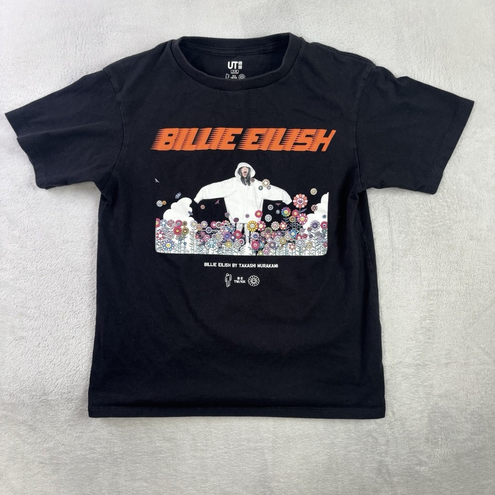Uniqlo Billie Eilish Murakami Takashi Black Short Sleeve Shirt Youth 9-10